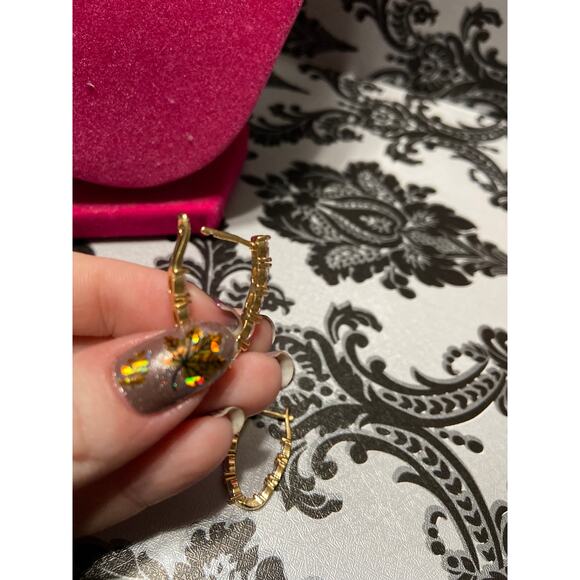 By Alexa Rae (BAR) gold with pave hoop earrings - Picture 4 of 4